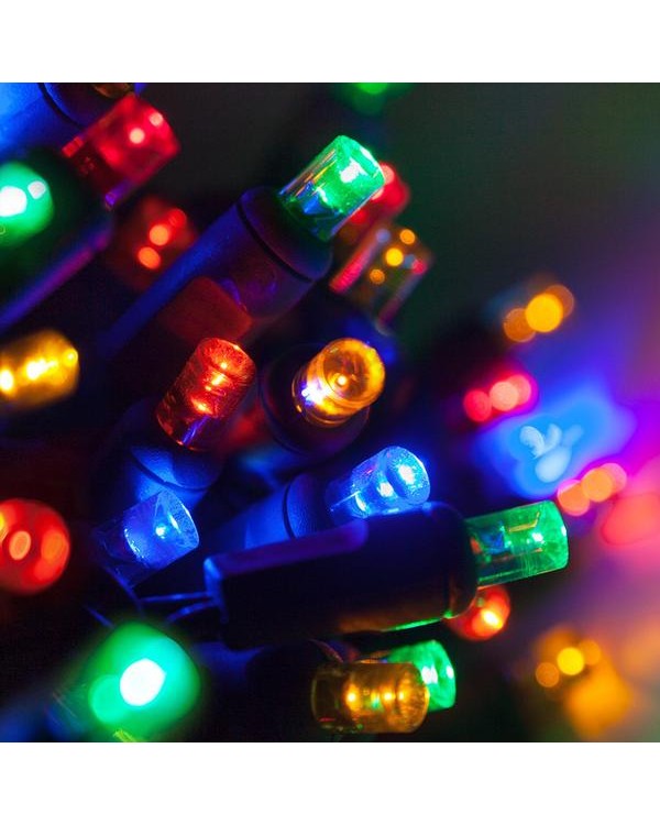 500 LED spalvotos Kalėdinės lemputės juodais laidais