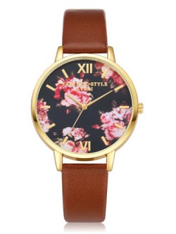 Laikrodis „LVPAI Brown Flowers“